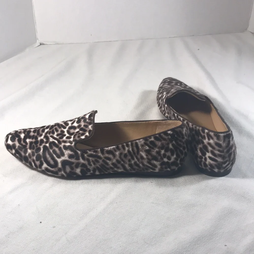 Veronica Beard Griffin Brown Leopard Print Calf Hair Women's Slip On Loafers